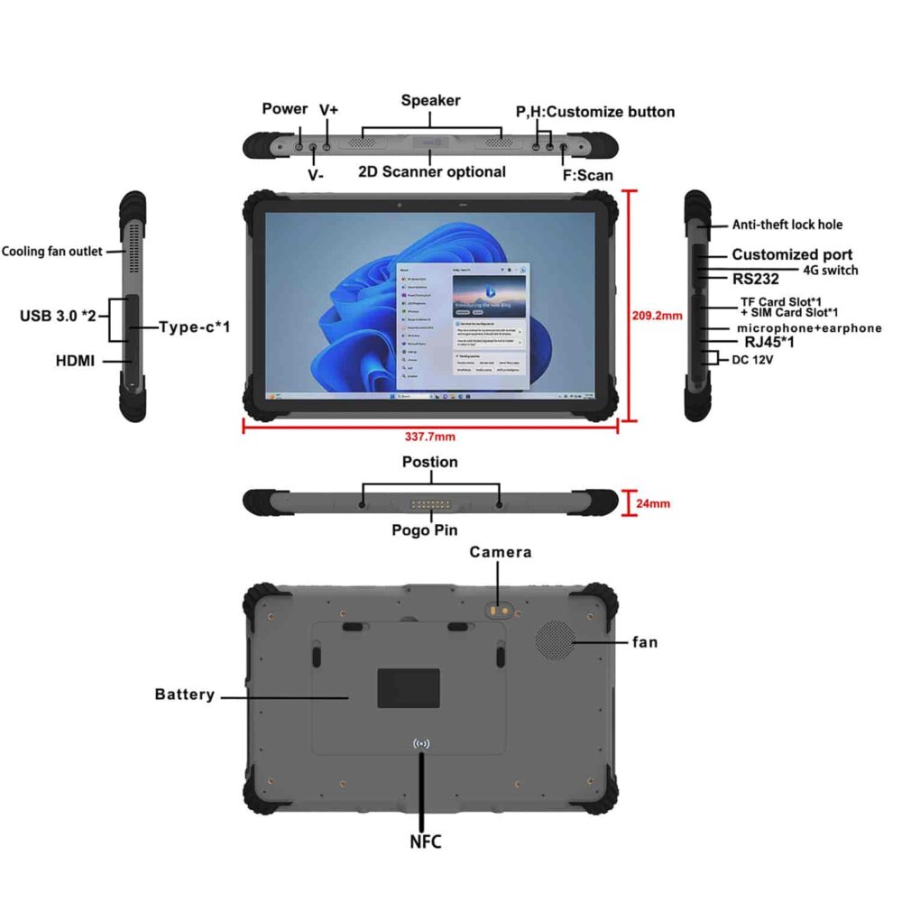 13.3 inch i5-1235U Windows Rugged Tablet  SIP-U13 - Image 6