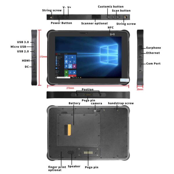 SIP-W101 10.1 inch intel Z8350 Rugged Tablet - Image 9