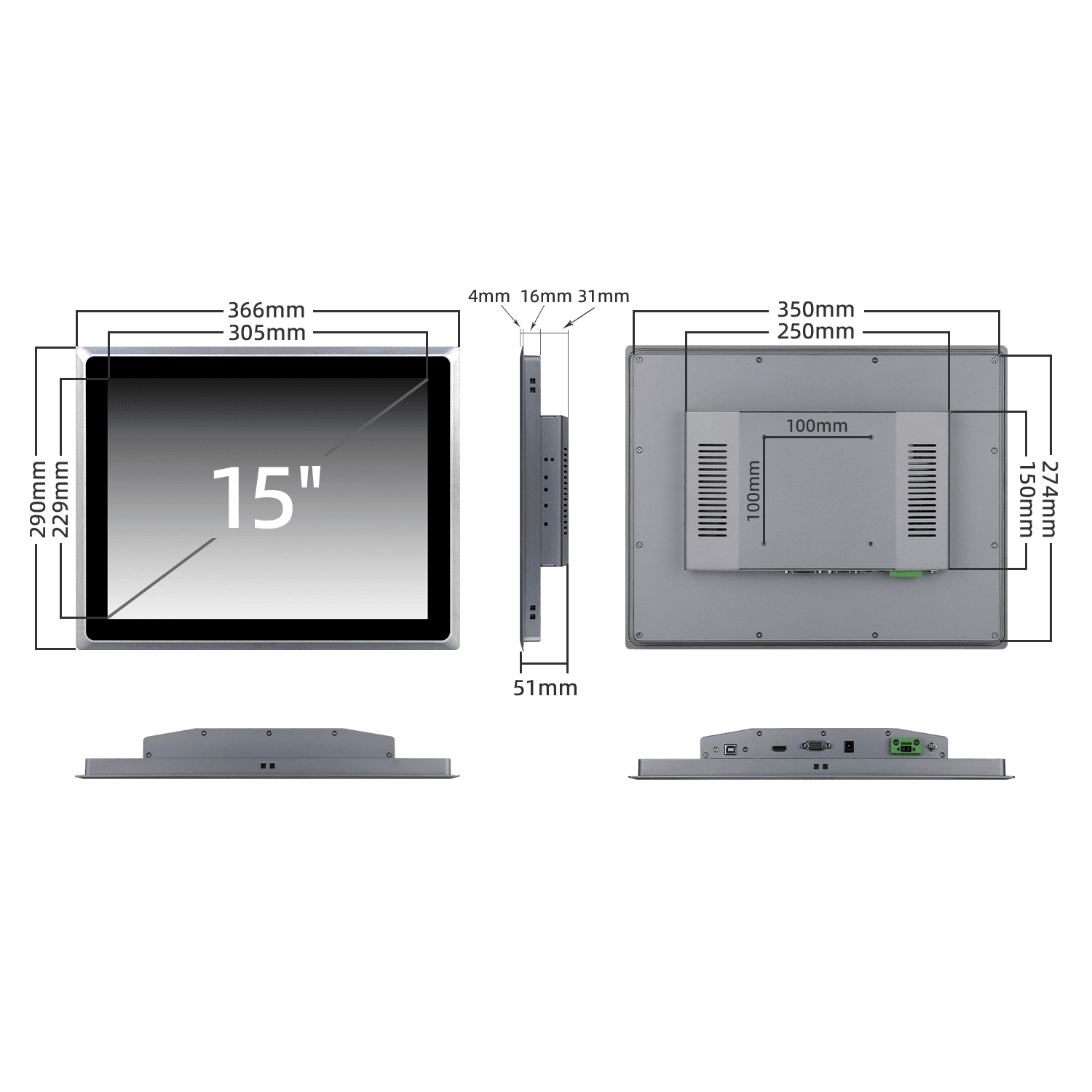 resistive desktop industrial monitor