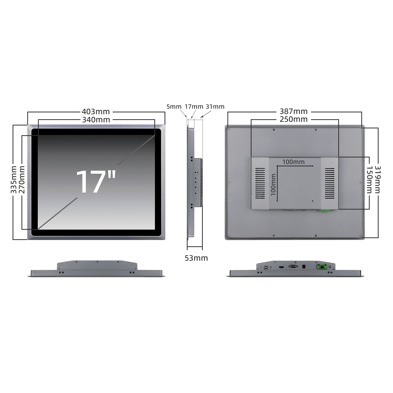 17 inch resistive wall-mounted industrial monitor SCD-A170SZ - Image 5