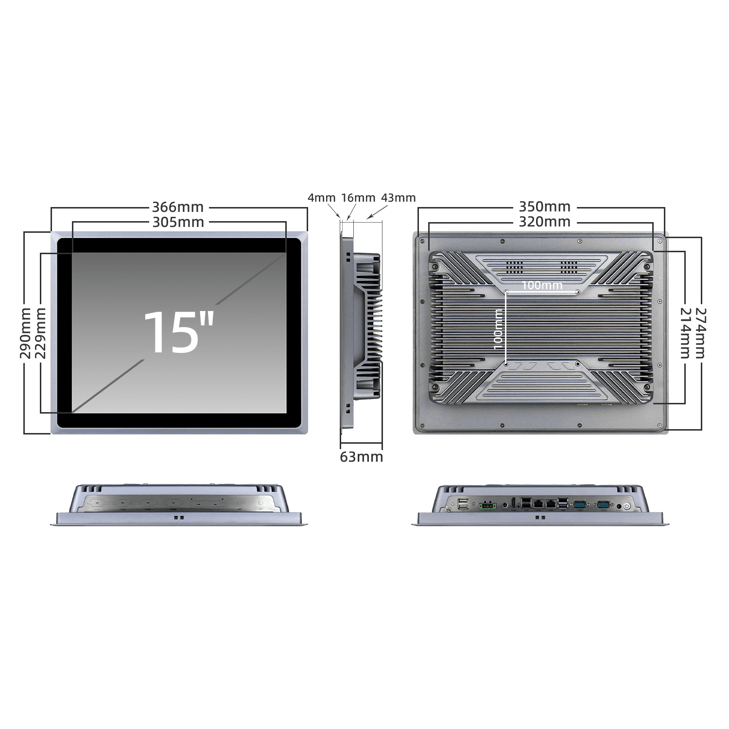 15 inch J4125 resistive industrial panel PC K150SZ - Image 8